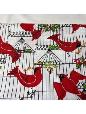 Michael Miller Holiday Birds Cotton Fabric Red Cardinals Holly 30" x 44" Festive